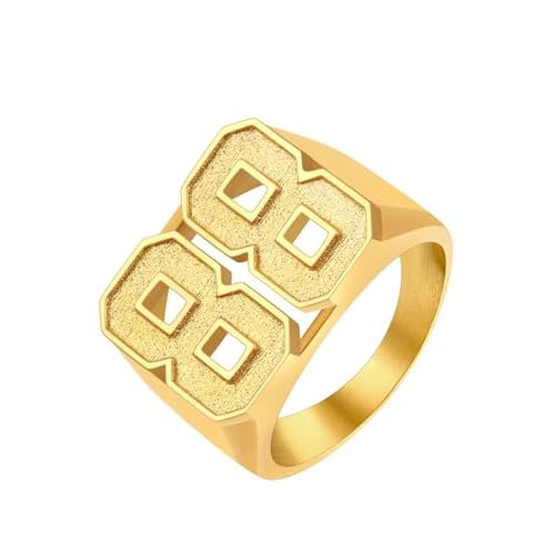 FindChic Customizable Initial Ring Statement 18K Gold Plated Fashion Cuff Rings for Women Alphabet Letter A to Z Resizable Knuckle Ring (with Gift Box) custom number (gold plated) customized