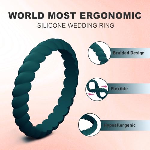 Image of Egnaro Women's Silicone Anniversary Rings, 2.5mm Wide 1.8mm Thick Stackable Rubber Wedding Band, Thin Stylish Comfort Fit Silicone Ring for Nurse, Workout, Work, Pregnancy, Travel, Daily Gift