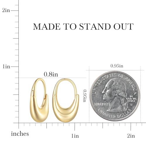 14K Gold Hoop Earrings for Women Gold Earrings for Women Small Hoop Earring for Womens Hoops Trending Upside-Down Crescent Statement Hoops Earring for Womens 20mm2