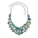 Tibetan Silver Handgefertigte Abalone-MuschelChoker Halskette Damen Verstellbar 45 cm Collar Halskette Edelstein Statement Schmuck Ausdrucksstarkes Design mit schimmernder Eleganz