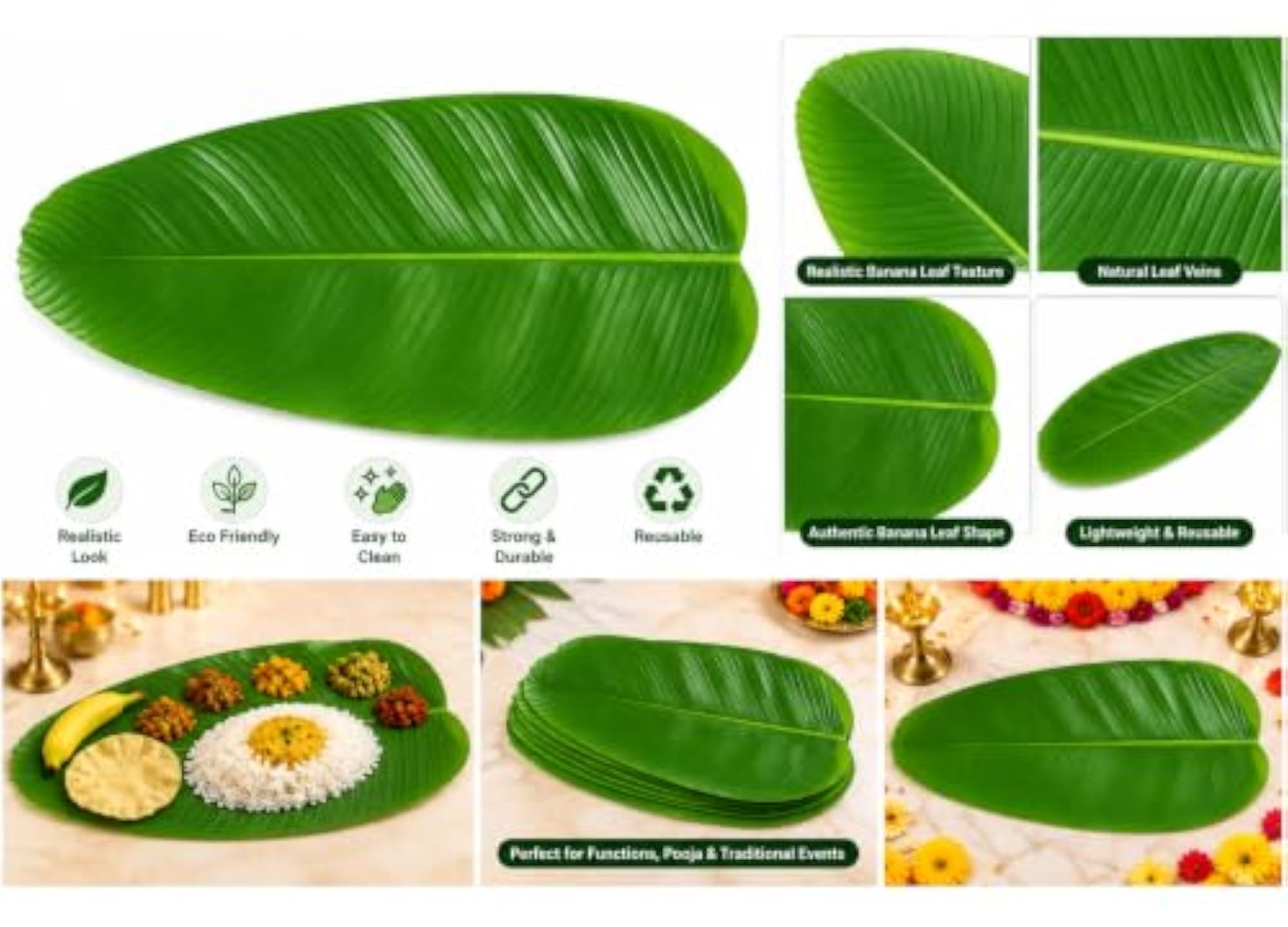 Banana Leaf Decor, Pooja Backdrop, Pack of 6