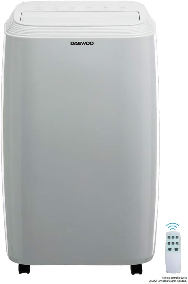 Daewoo Air Conditioner COL1521 12000 BTU 3 in 1 Conditioning Unit, Air Purifier Fan, Portable Home Office Room Cooler with Remote Control, 3 Speeds, Sleep Mode, 24 Hour Timer White