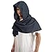 Women Men Fashion Shawl Scarf Cape | Multifunctional Hooded Cowl | Medieval Linen Cotton Cowl Hood |Vintage Goth Costume (Charcoal Gray - Wave Stripe)