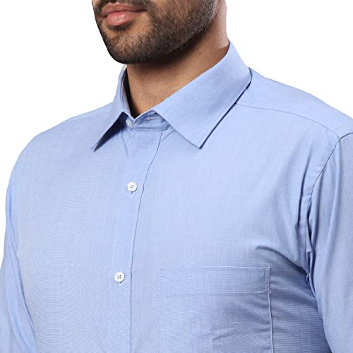 Image of Raymond Men's Pure Cotton Fil-A-Fil Pattern Slim Fit Semi Cutaway Collar Full Sleeve Formal Shirt