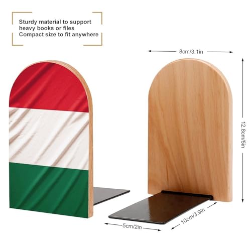Sujetalibros de madera con bandera de Italia para estantes decorativos modernos 3