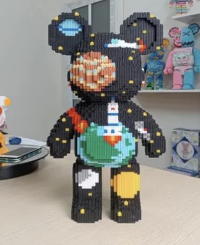 Space Bear Building Block Set, 3688 Pieces, 47cm Tall, Black Galaxy Design Creative Mini Building Blocks For Adults and Kids