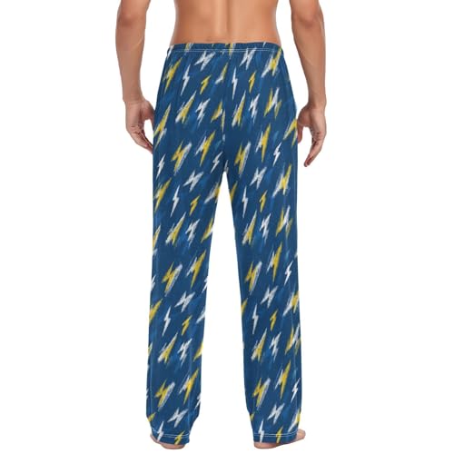 Vdsrup Men's Pajama Pants Blue Thunder Pajama Pants for Men PJs Bottoms Drawstring Pockets Sleep Lounge Pants S2