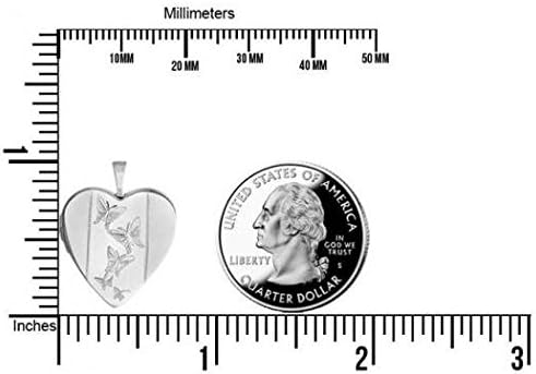 PicturesOnGold.com Sterling Silver Butterfly Heart Locket - 3/4 Inch X 3/4 Inch with Engraving - Image 2