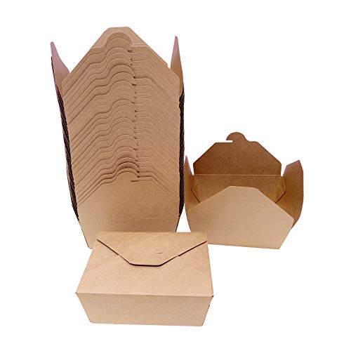 Take Out Boxes Chinese46 oz 50 Pack Disposable Paper Take Out Food ContainersMicrowaveable Kraft Brown Recyclable Tableware Boxes for RestaurantsCatering and Parties