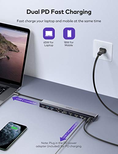 Vava Usb C Docking Station 12-In-1 Usb-C Dock (Thunderbolt 3) With Dual Hdmi 4K 60Hz, Rj45 Ethernet, 4 Usb Ports, Sd/Tf Card Reader, 85W Pd Charging, Audio For Macbook/Pro/Air, Type C Windows Laptop #TOP3