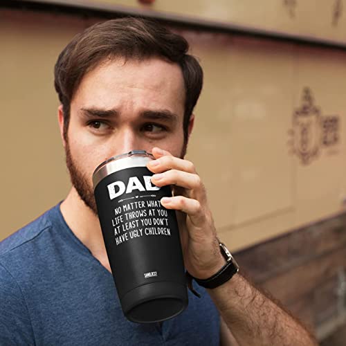 Sandjest Dad Tumbler Gifts For Dad From Daughter Son - 20Oz Stainless Steel Double-Walled Insulated No Matter What Ugly Children Travel Mug Christmas, Birthday, Father's Day Gift Set With Lid & Straw #TOP4