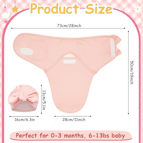 Image of Ramede 6 Pack Swaddle Blanket with Hats for Baby Girl Boy 100% Cotton Swaddles 0-3 Months, Adjustable Breathable Skin Friendly Receiving Blanket Wrap, Essential for Newborns(Rosette,Pink)