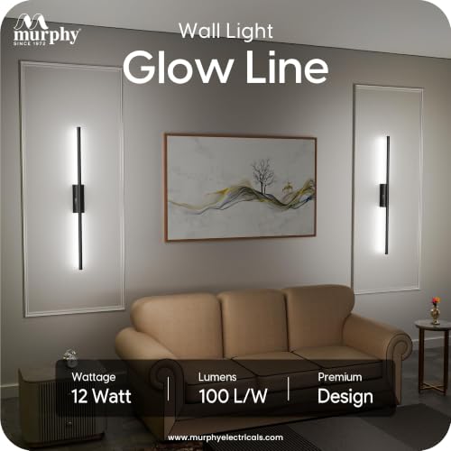 Image of Murphy Glow Line 12W LED Wall Highlighter | 3-in-1 Color Changing (Cool White /Natural White /Warm White) | Premium Black Aluminium Body | Pack of 1 | 2 Year Warranty