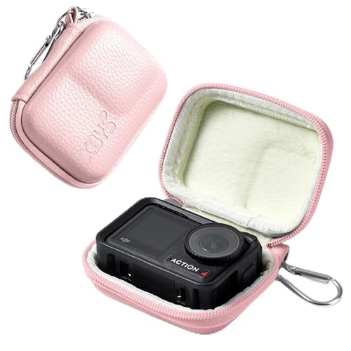 Étui rose pour DJI Action 5/4 et GoPro 13, sacoche rigide de transport avec mousqueton