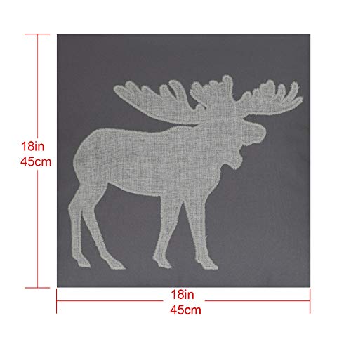 Millianess 469-3-GREY Moose Pillow Covers Decorative Cotton Linen Embroidered Cushions Covers 18X18 Inches thumb #1