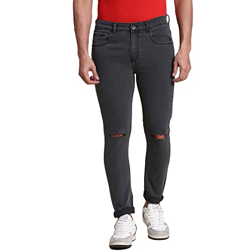 Image of Dennis Lingo Men's Stretchable Mid Rise Slim Fit Distressed Jeans