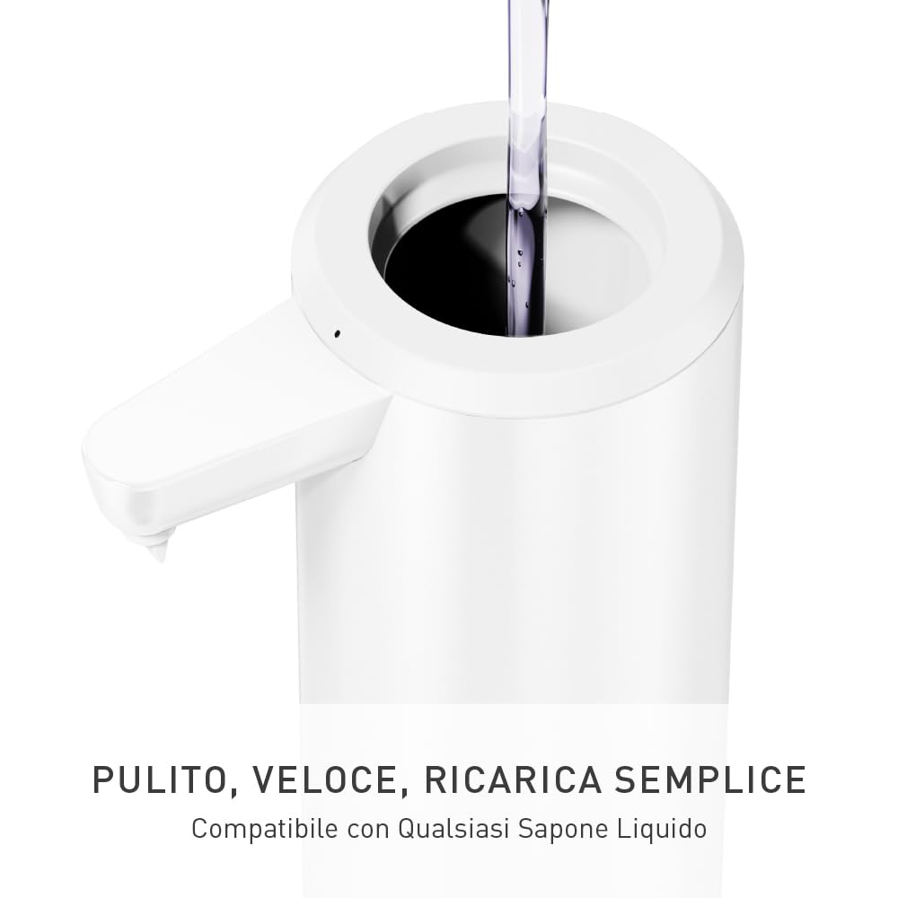 simplehuman Pompa a sensore, in acciaio legato, bianco, 266 ml ricaricabile (modello 2024)