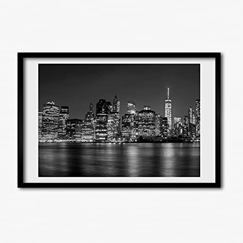 Cadre photo rigide Tulup effaçant les reflets sur l'affiche Manhattan de nuit 60x40 cm