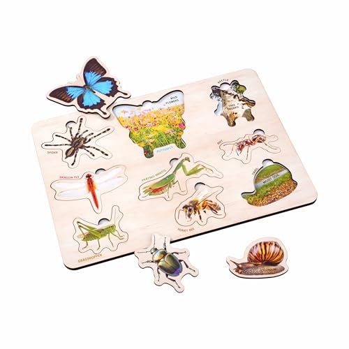 Image of SPARTAN KIDS Wooden Birds & Insect Puzzle (Set of 2) Educational Montessori 3D Puzzle for Kids Ages 3+, Colorful Early Learning Toy for Toddlers, Boys & Girls