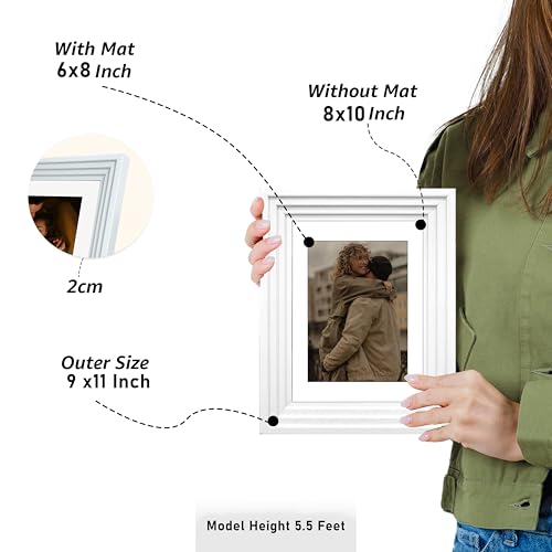 Image of Art Street Luxury Photo Frame for living room, Modern Step Design Photo Frames for Photograph, Art Work, Kids Room Set of 6 (8x10 Inch, White)