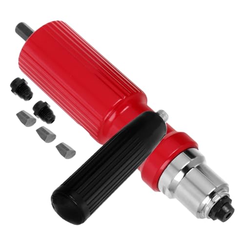 Zerodeko Adaptador para Taladro Eléctrico Ángulo Recto Accesorio de Remachado Inalámbrico Rojo Herramienta para Remachadora de Tuercas