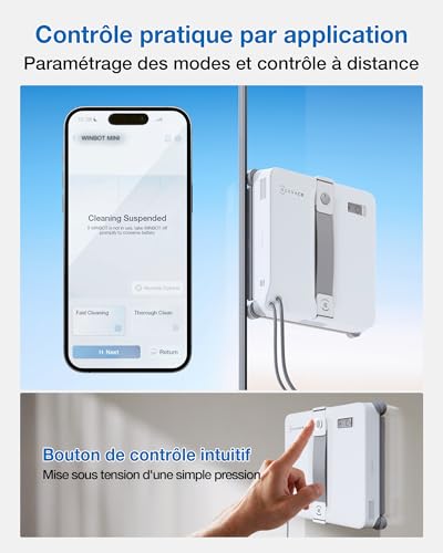 ECOVACS WINBOT Mini 2 Robot Nettoyeur de Vitres, Brosses d’Angle & Pulvérisation Ultrasonique, Ultra-Mince pour Fenêtres Étroites, Navigation Intelligente, 6 Modes App, Protection 10 Niveaux – vue 9