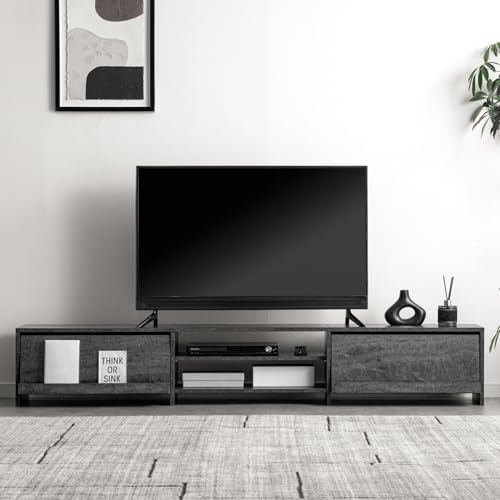 タンスのゲン テレビ台 幅180cm 50型対応【本や写真を飾れる フラップ扉】可動棚 ローボード TV台 テレビラック 40型対応 32型対応 大容量 収納 ロータイプ テレビボード49600418(128306)の商品画像（Amazon）
