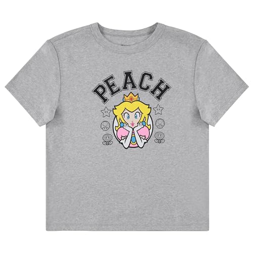 Nintendo Ladies Princess Peach Shirt - Mario, Luigi, Princess Peach Ladies Short Sleeve Retro Gaming Ribbed Tee