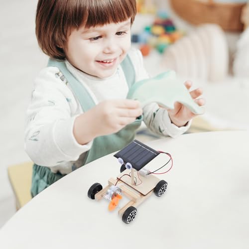 UPKOCH Solarauto Selber Bauen Projekte Stemmen Solarbetriebenes Auto Elektronik-kit 3D-Puzzle-Spielzeug Holz Elektroauto Holz Montage Solarauto Modell Kind Handbuch Kleine Produktion