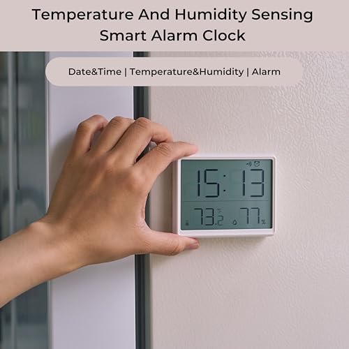 Image of DeWire Digital Temperature & Humidity Monitor with Clock - Large Display Alarm Clock with Date, F /C Switch, 3 Mounting Options for Bedroom, Home,Kid Room & Office