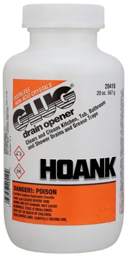 Glug Crystals Drain Opener Odorless Non-Acid Formula Non-Fuming Clears Kitchen Tub Bathroom and Shower Drains and Most Home Plumbing 20 oz - Ready to Use Drain Cleaner