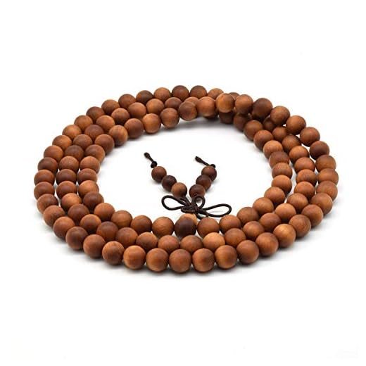 Zen Dear Unisex Teak Wood Prayer Beads Buddha Buddhist Beads Necklace Bracelet Beads (8mm 108 beads)