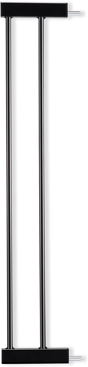 BABELIO Metal Baby Gate,5.5inch (14cm) Black Extension, Extra Wide Baby Gates for Stairs & Doorways, Pressure Mounted Walk Thru Child Gate with Door, NO Need Tools NO Drilling,30" Tall 30" High, 5.5" Wide Extension Black