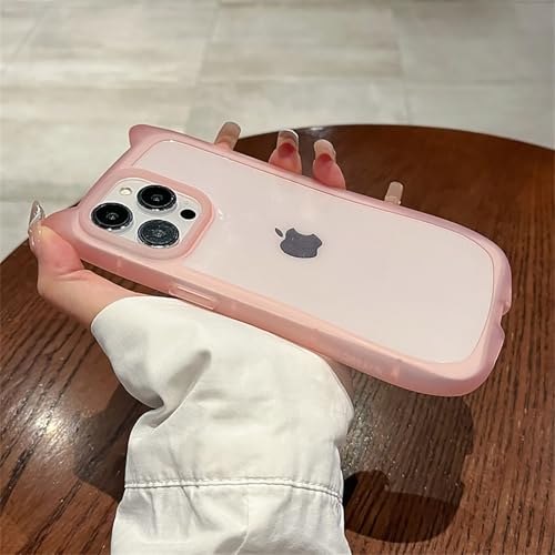 Emlivi Case for iPhone 13, Cute Cat Mobile Phone Case, Transparent 3D Cartoon Cat Ears Design Protective Case Soft Silicone TPU Bumper Cover Cute Kitty Case for iPhone 13, Clear Pink - Image 3