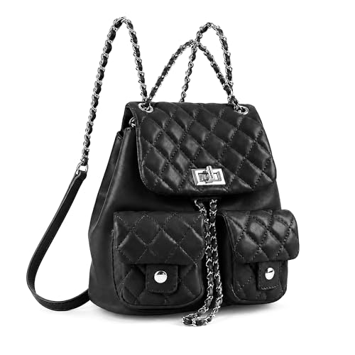 Sac à dos en cuir pour femme noir et marron au design polyvalent