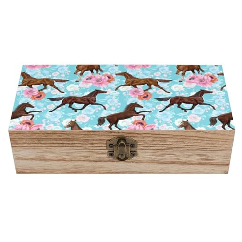 PUYWTIY Wooden Box with Hinged Lid