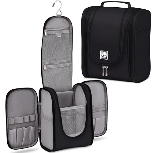 BOACAY Hanging Travel Toiletry Bag for Women and Men, Makeup Bag, Bathroom & Shower Organizer Kit for Accessories, Cosmetics, Travel Essentials