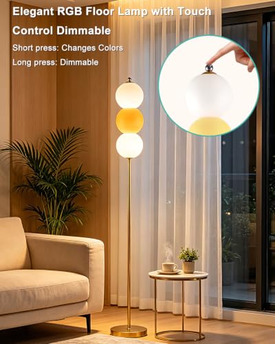 Image of Lightdot Globe Floor Lamp with LED Bulbs Included, Dimmable Floor Lamps,Unique Modern Standing Tall Lamp for Bedroom Living Room /Sofa Beside /Corner Decor-Orange