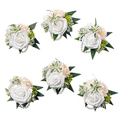 6pcs White Wrist Corsage