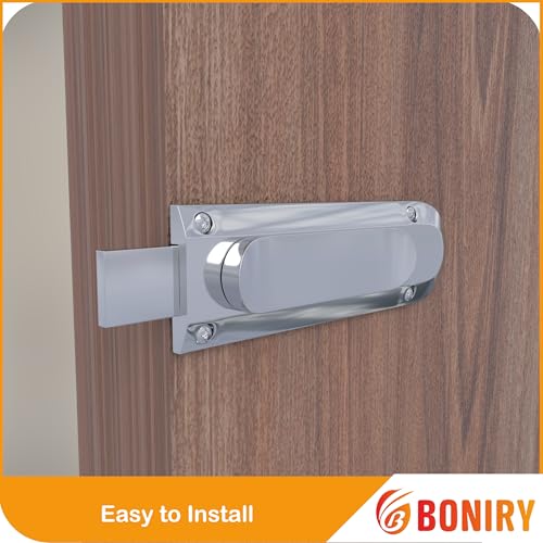 Image of Boniry Door Latch Lock | Solid Metal Door Stopper for Bathroom, Home, Office | Easy Install, Smooth Sliding, Heavy Duty Latch (1, Silver)