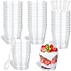 HUOGEE 50 Stück Desserttasse mit 50 Stück Löffeln, 200ml/220ml Dessertbecher Klare Dessertschalen Wiederverwendbar Desserttassen Runden Becher für Zuhause Desserts Pudding Mousse Eis Party (200ml)