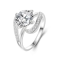 Algopix Similar Product 1 - Womens Rhodium Plated Round Cut Cubic