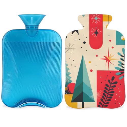 Hot Water Bottle with Soft Cover,2L Abstract Tree Hot Water Bag for Hot and Cold Compress, Hand Feet Warmer, Dreamy Tree Rubber Hot or Cold Water Bottle Halloween Christmas Decorations