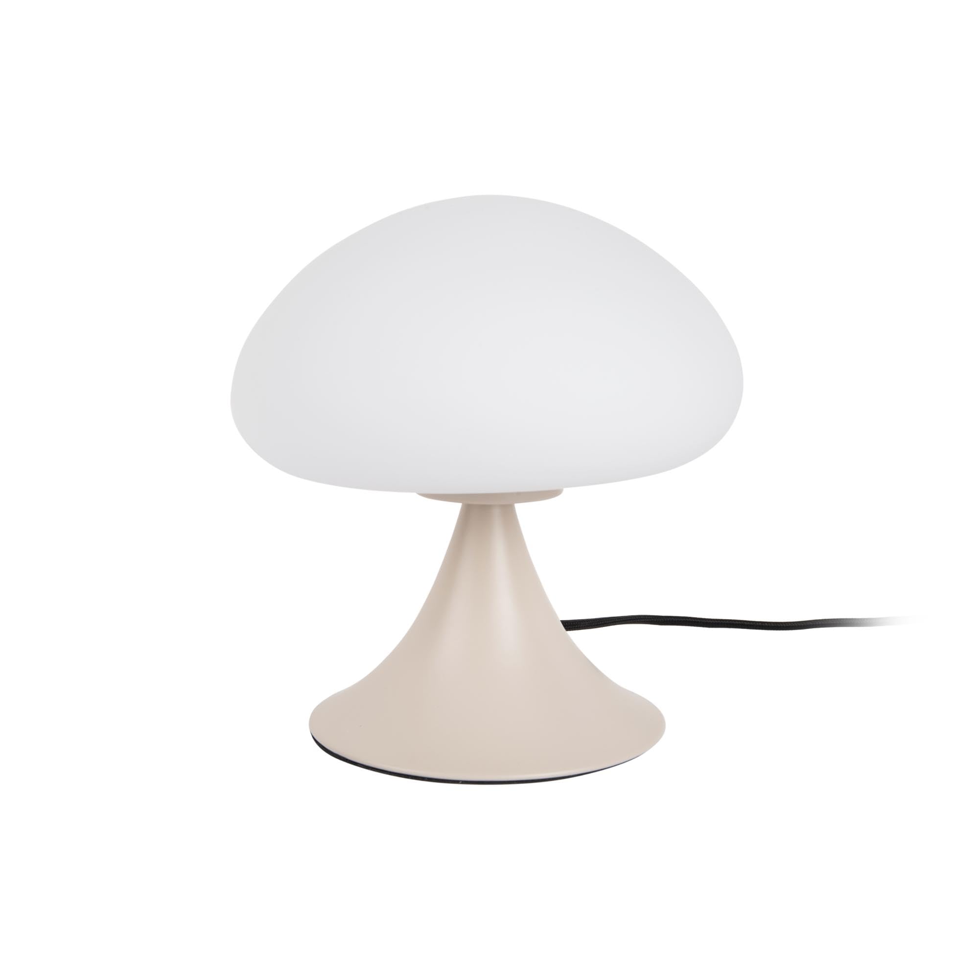Leitmotiv Tischlampe Hongo - Warmes Grau - Ø20cm | Rund - skandinavisch - Glas - Tischleuchte Wohnzimmer & Schlafzimmer - Tischlampen modern
