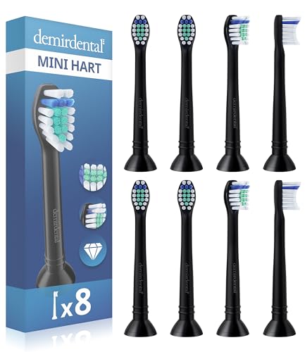 8er demirdental Mini Hart Aufsätze passend für Philips Sonicare Ersatzbürsten, Harte kompakte Bürstenköpfe, Kurzköpfe, S...
