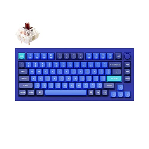 Image of Keychron Q1 QMK Custom Mechanical Keyboard - Version 2 Fully Assembled Knob / Navy Blue - A / Gateron G Pro Brown