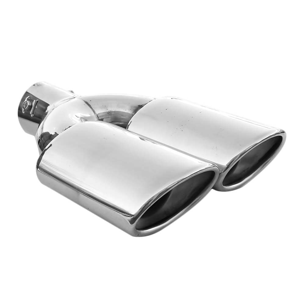 Auspuffblende Doppelrohr Doppel Oval Edelstahl Sportauspuff Auspuff Endrohr Ende Endrohrblende Auspuffspitzen Endrohrblenden Schalldämpfer Spitze Universell Auspuffrohr Chrom Rostfrei