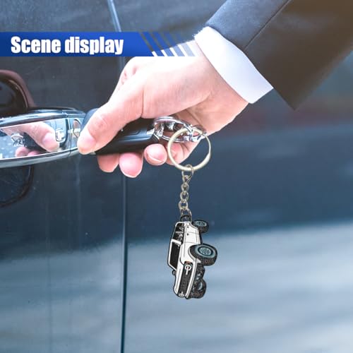 Image of LAINLOY Bronco Car Keychain, Car Fob Cover Cool Mods Accessories, 4-Door Auto Key Fob Holder Compatible with Bronco 2021 2022 2023 (White)