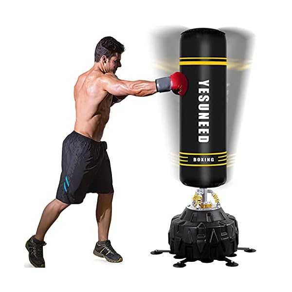 Freestanding-Punching-Bag-71-260lb-Heavy-Boxing-Bag-with-24-Suction-Cup-Base-Stand-Kickboxing-Bag-for-Gym-Home-Office Freestanding Punching Bag 71"-260lb Heavy Boxing Bag with 24 Suction Cup Base-Stand Kickboxing Bag for Gym Home Office (Black, 71")