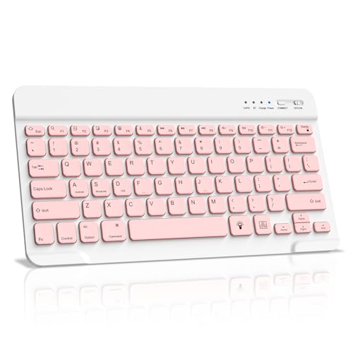 NEWCOO Clavier Bluetooth Clavier sans Fil pour iPad/iPad Air/i Pad Pro/i Pad Mini, iPhone, Tablette, Smartphone, Ordinateur Portable,Windows/Android/iOS (Rose)
